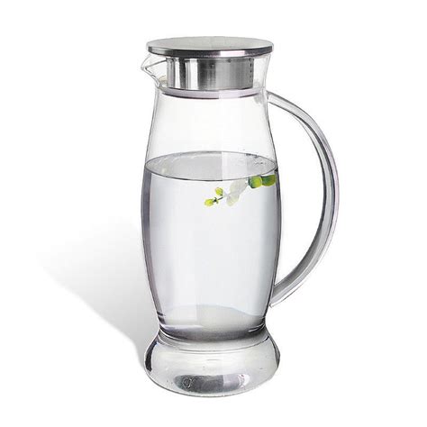 50 Oz Iced Tea Glass Water Pitcher With Stainless Steel Lid / Spout ...