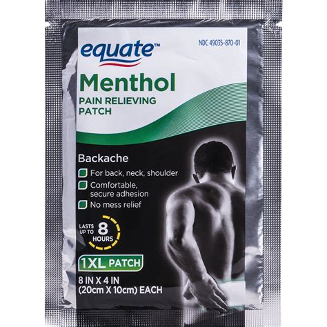 Equate Menthol Pain Relieving Patch, XL - Walmart.com