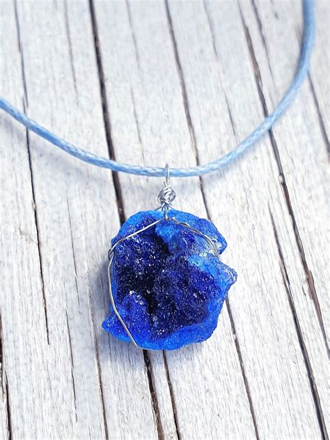 Azurite Necklace Raw Azurite Druzy Pandant Blue Gemstone Gift | Etsy | Azurite jewelry, Raw ...