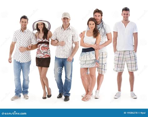 Group Portrait Of Young People In Summer Clothing Royalty Free Stock ...