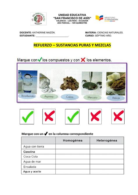 Sustancias puras y mezclas interactive activity | Ciencias de la ...