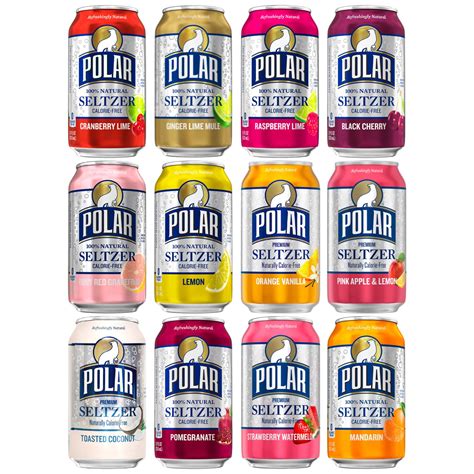 Polar Seltzer Water Assorted 12 Pack - 12 Flavor Variety, 12 fl oz Cans ...