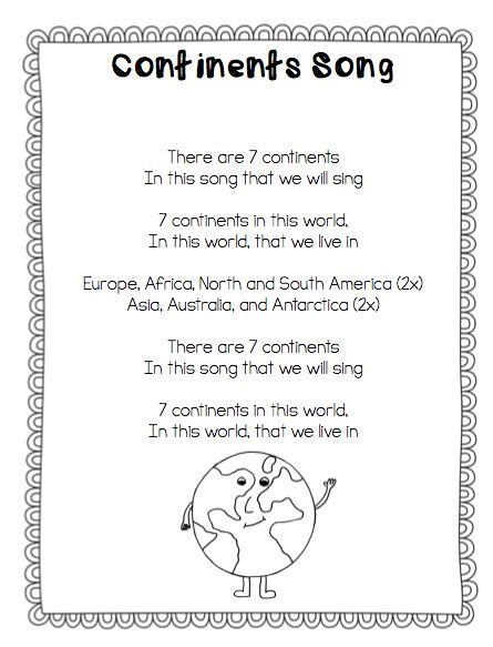 Singing our way through the day... continents and area babyyyyy | Continents song, Continents ...