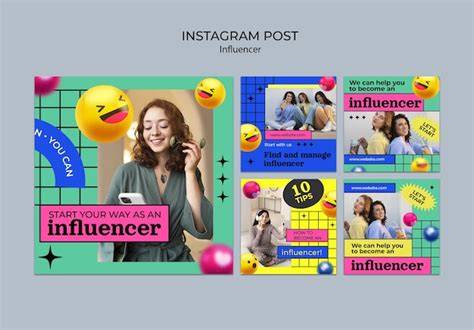 Publicaciones de instagram de emoji influyentes realistas | Archivo PSD ...