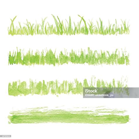 Hand Drawn Watercolor Grass Set Stock Illustration - Download Image Now - Watercolor Paints ...