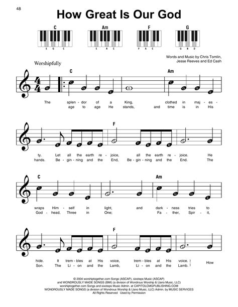 How Great Is Our God by Chris Tomlin Sheet Music for Super Easy Piano ...