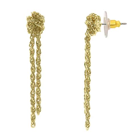 LC Lauren Conrad Gold Tone Knotted Chain Drop Earrings