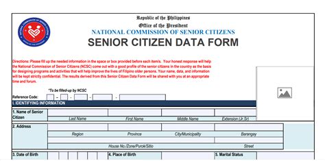 Senior Citizen Data Form 2023 - Printable Forms Free Online