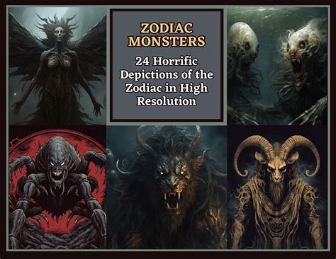 Zodiac Inspired Horror Clipart Pack 24 Images, 2 of Each Sign PNG Virgo ...