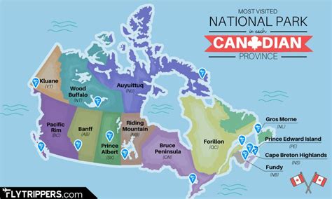 The Most Visited National Park In Each Canadian Province On One Cool Map - Flytrippers