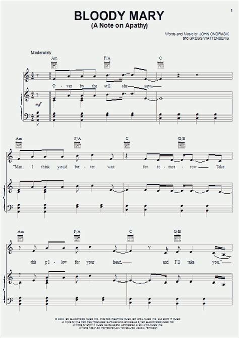 Bloody Mary Piano Sheet Music | OnlinePianist