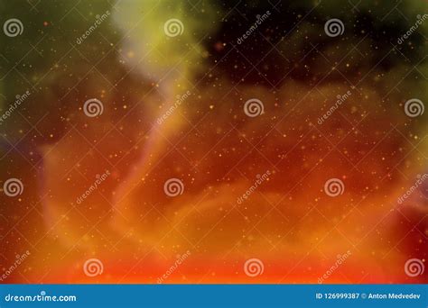 Abstract Dynamic Fantasy Yellow Space and Stars Colorful Background with Sparks and Clouds Stock ...