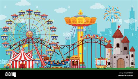 Fun amusement park background Stock Vector Image & Art - Alamy