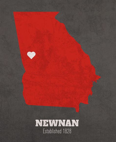 Newnan Georgia City Map Founded 1828 University of Georgia Color ...