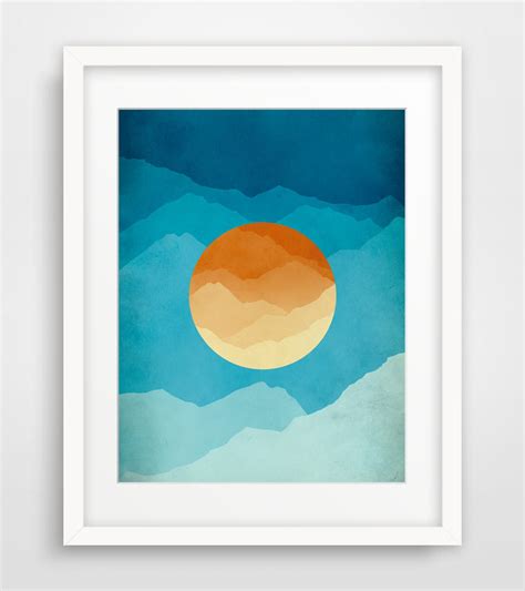 Mid Century Art Print Modern Wall Art Gift for Men Mountain