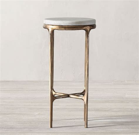 Thaddeus Forged Iron & Marble Round Cocktail Side Table | Side table, Furnishings, Modern ...