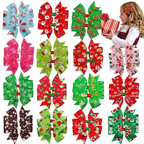 JOYOYO 30PCS Christmas Hair Bows 3Inch Grosgrain Ribbon Bows Alligator ...