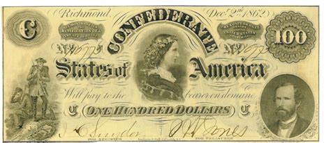 $100 Confederate Bill 1862