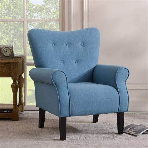 Modern Accent Chair Single Sofa Comfy Fabric Upholstered Arm Chair ...