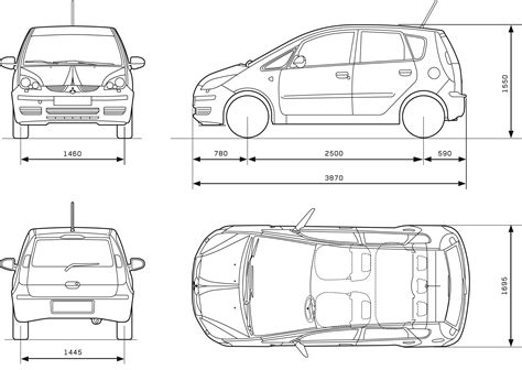 Mitsubishi Colt 2007 Blueprint - Download free blueprint for 3D modeling