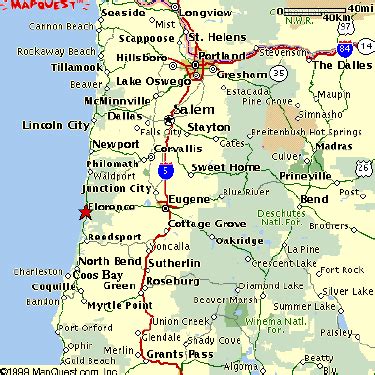 Oregon Coast Map | Map of Oregon showing the location of Florence on ...