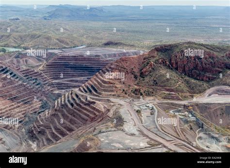 Aerial view of the Argyle Diamond mine, Kimberley, Western Australia ...