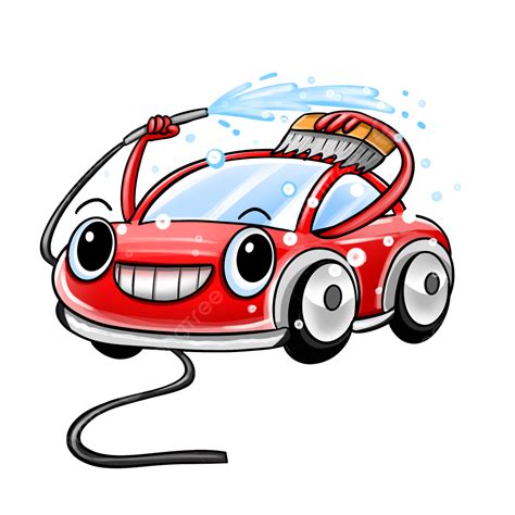 Cartoon Car Wash Clipart Vector, Cute Cartoon Anthropomorphic Red Car Wash Car Image, Car Wash ...