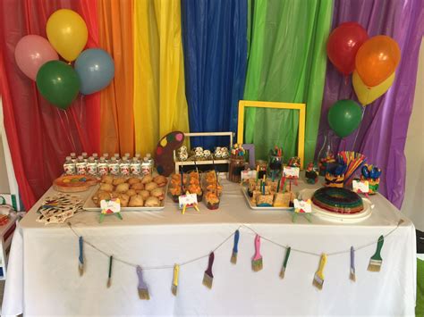 Pin by Anita Riley on Addy's Art themed 9th birthday party | 9th birthday parties, Table ...