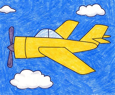 Easy How to Draw an Airplane Tutorial Video and Airplane Coloring Page