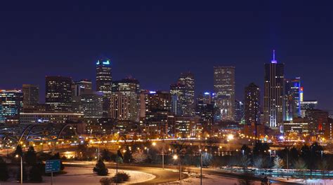 Denver Skyline Winter night | Denver skyline, Skyline, City skyline