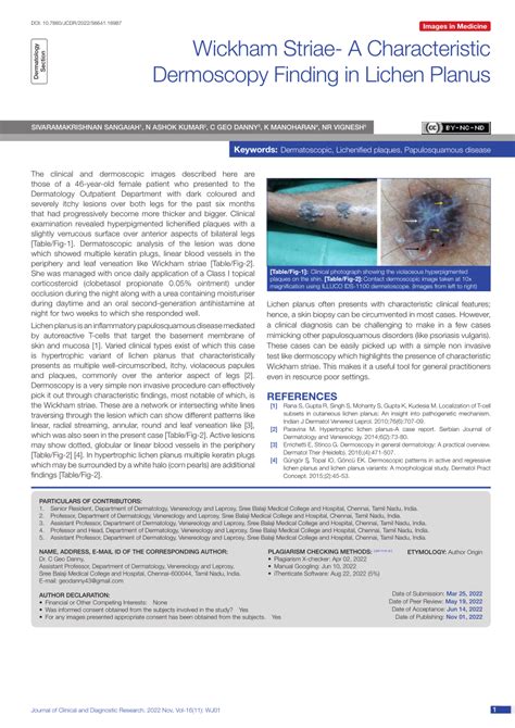 (PDF) Wickham Striae- A Characteristic Dermoscopy Finding in Lichen Planus