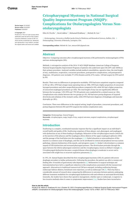 (PDF) Cricopharyngeal Myotomy in National Surgical Quality Improvement ...