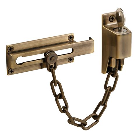 Prime-Line Keyed Antique Brass Chain Door Guard-U 9914 - The Home Depot