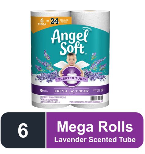 Angel Soft Toilet Paper, Fresh Lavender Scent, 6 Mega Rolls - Walmart.com - Walmart.com