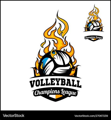 Volleyball ball flame badge Royalty Free Vector Image