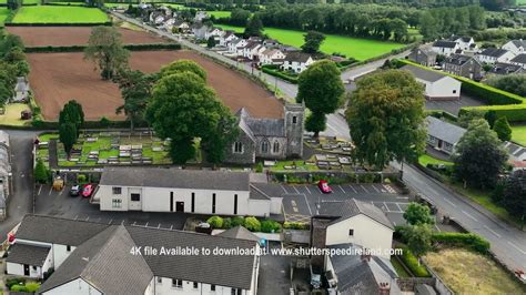 Aerial video of St Patricks Church of Ireland Broughshane Co Antrim ...