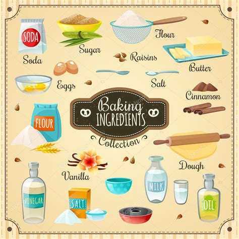 Baking Ingredients Set Stock Vector by ©macrovector 128315634