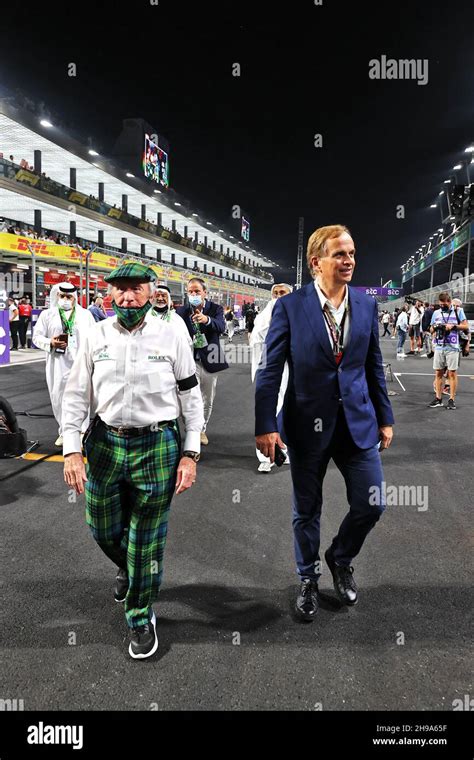 (L to R): Jackie Stewart (GBR) with Jean-Frederic Dufour Rolex CEO on the grid. Saudi Arabian ...