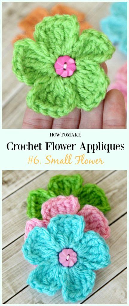 Easy Crochet Flower Appliques Free Patterns for Beginners