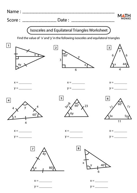 Isosceles And Equilateral Triangles Worksheet - TraingleWorksheets.com