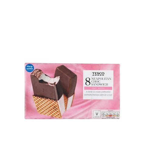 Tesco Neapolitan Chocolate Sandwich 8X90ml - Choithrams UAE