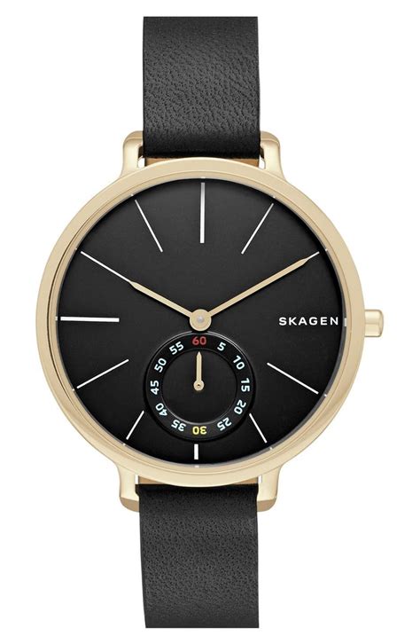 Skagen 'Hagen' Leather Strap Watch, 34mm | Nordstrom