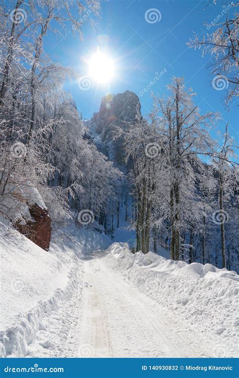 Winter Road in the Mountains Stock Photo - Image of nature, frozen: 140930832