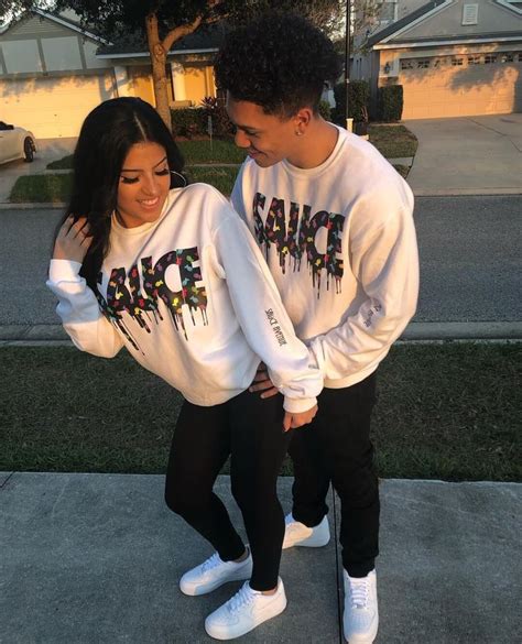 Black Gold Fish Sauce White Crewneck – Sauce Avenue | Matching couple outfits, Cute couple ...