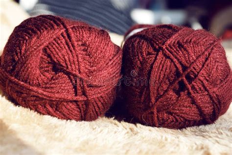 Red knitting yarns stock image. Image of hobby, yarns - 110562321