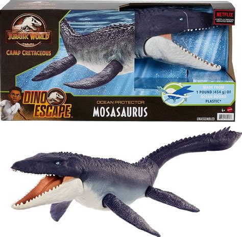 Jurassic World Ocean Protector Mosasaurus Dinosaur Action Figure Sculpted with Movable Joints ...