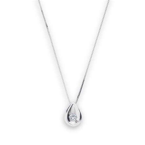 1/10 Cttw. Diamond Sterling Silver Teardrop Pendant Necklace