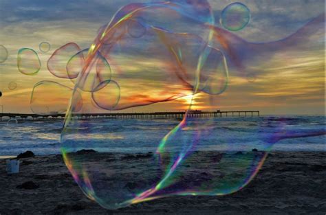 Sunset through bubbles in San Diego, California. : pics