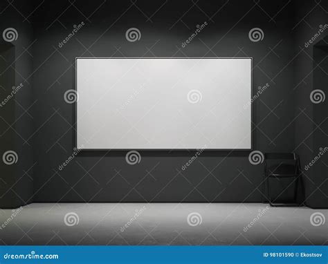 White Blank Canvas in the Dark Gallery. 3d Rendering Stock Illustration - Illustration of ...