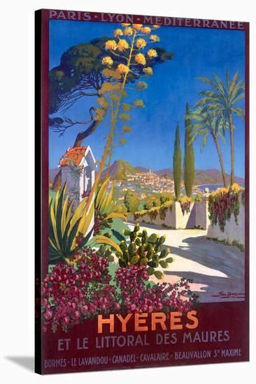 'Hyeres French Riviera Beach Resort Poster' Stretched Canvas Print - Georges Dorival | Art.com